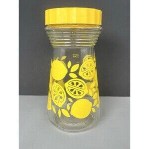 Vtg MCM Folgers 24 Oz Juice Pitcher with Yellow Lemons Sun Tea Carafe Summer